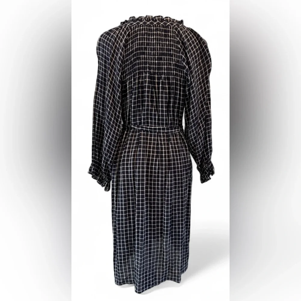 NWT Anthropologie Maeve Navy and White Sara Smocked Shirtdress - Picture 6 of 8